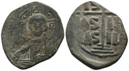 Basil II. and Constantine VIII. (1020-1028 AD). Follis. Constantinople. Obv: bust of Christ facing holding book. Rev: legend in four lines. Weight 11....