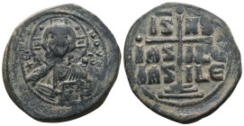 Basil II. and Constantine VIII. (1020-1028 AD). Follis. Constantinople. Obv: bust of Christ facing holding book. Rev: legend in four lines. Weight 11....