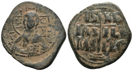 Basil II. and Constantine VIII. (1020-1028 AD). Follis. Constantinople. Obv: bust of Christ facing holding book. Rev: legend in four lines. Weight 11....