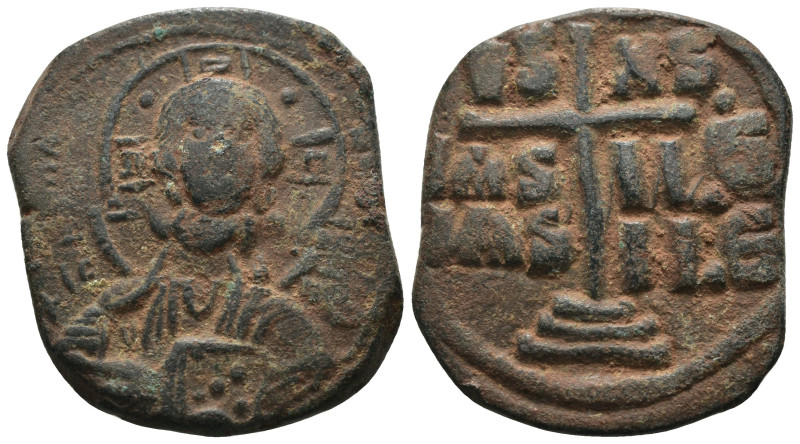 Basil II. and Constantine VIII. (1020-1028 AD). Follis. Constantinople. Obv: bus...