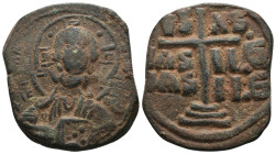 Basil II. and Constantine VIII. (1020-1028 AD). Follis. Constantinople. Obv: bust of Christ facing holding book. Rev: legend in four lines. Weight 12....