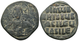 Basil II. and Constantine VIII. (1020-1028 AD). Follis. Constantinople. Obv: bust of Christ facing holding book. Rev: legend in four lines. Weight 12....