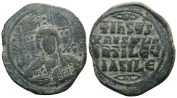 Basil II. and Constantine VIII. (1020-1028 AD). Follis. Constantinople. Obv: bust of Christ facing holding book. Rev: legend in four lines. Weight 12....