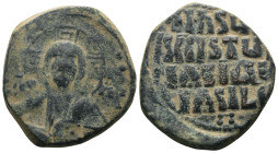 Basil II. and Constantine VIII. (1020-1028 AD). Follis. Constantinople. Obv: bust of Christ facing holding book. Rev: legend in four lines. Weight 13....