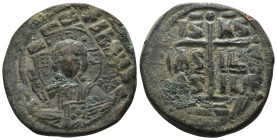 Basil II. and Constantine VIII. (1020-1028 AD). Follis. Constantinople. Obv: bust of Christ facing holding book. Rev: legend in four lines. Weight 13....