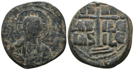 Basil II. and Constantine VIII. (1020-1028 AD). Follis. Constantinople. Obv: bust of Christ facing holding book. Rev: legend in four lines. Weight 13....