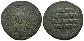 Basil II. and Constantine VIII. (1020-1028 AD). Follis. Constantinople. Obv: bust of Christ facing holding book. Rev: legend in four lines. Weight 19....