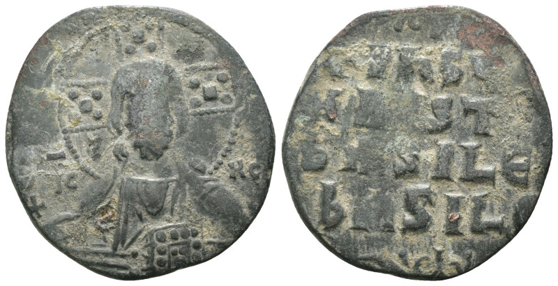 Basil II. and Constantine VIII. (1020-1028 AD). Follis. Constantinople. Obv: bus...