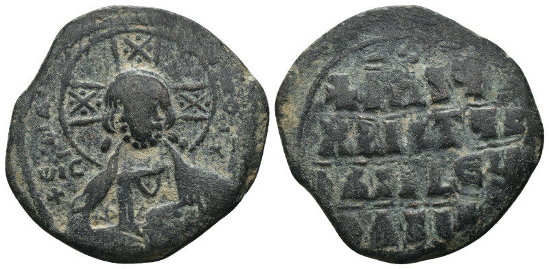 Basil II. and Constantine VIII. (1020-1028 AD). Follis. Constantinople. Obv: bus...