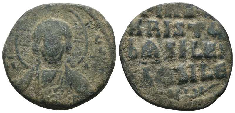 Basil II. and Constantine VIII. (1020-1028 AD). Follis. Constantinople. Obv: bus...