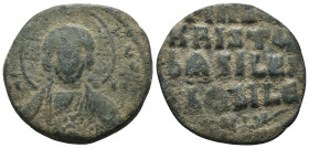 Basil II. and Constantine VIII. (1020-1028 AD). Follis. Constantinople. Obv: bust of Christ facing holding book. Rev: legend in four lines. Weight 6.8...