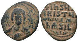 Basil II. and Constantine VIII. (1020-1028 AD). Follis. Constantinople. Obv: bust of Christ facing holding book. Rev: legend in four lines. Weight 7.1...