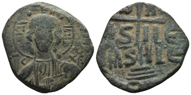 Basil II. and Constantine VIII. (1020-1028 AD). Follis. Constantinople. Obv: bus...