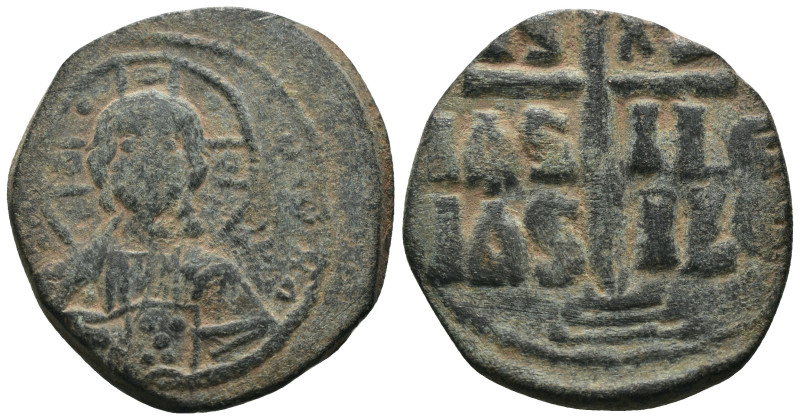 Basil II. and Constantine VIII. (1020-1028 AD). Follis. Constantinople. Obv: bus...