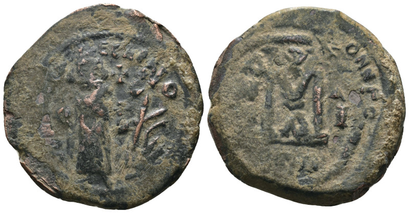 Heraclius. (610-641 AD) Æ Follis. Constantinople. Obv: Heraclius and sons standi...