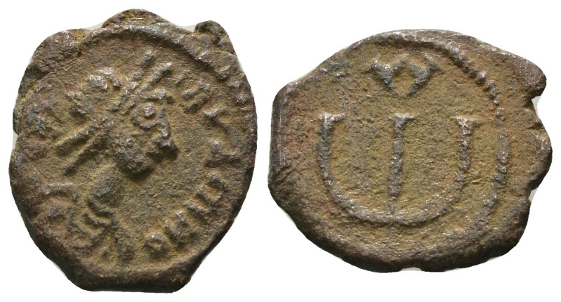 Justinian I. (527-565 AD). Æ Pentanummium. Antioch. Obv: diademed bust Justinian...