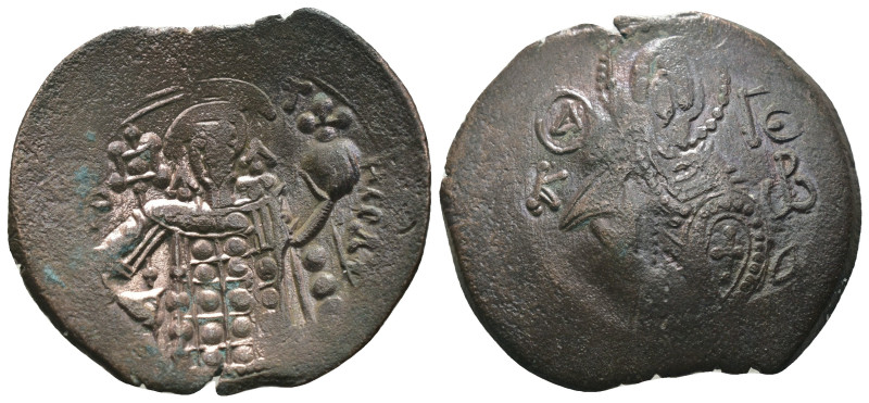 Manuel I. Comnenus. (1143-1180 AD) BI Aspron trachy. Obv: christ enthroned facin...