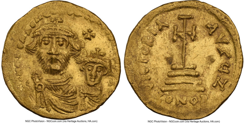 Heraclius (AD 610-641), with Heraclius Constantine. AV solidus (20mm, 4.46 gm, 7...