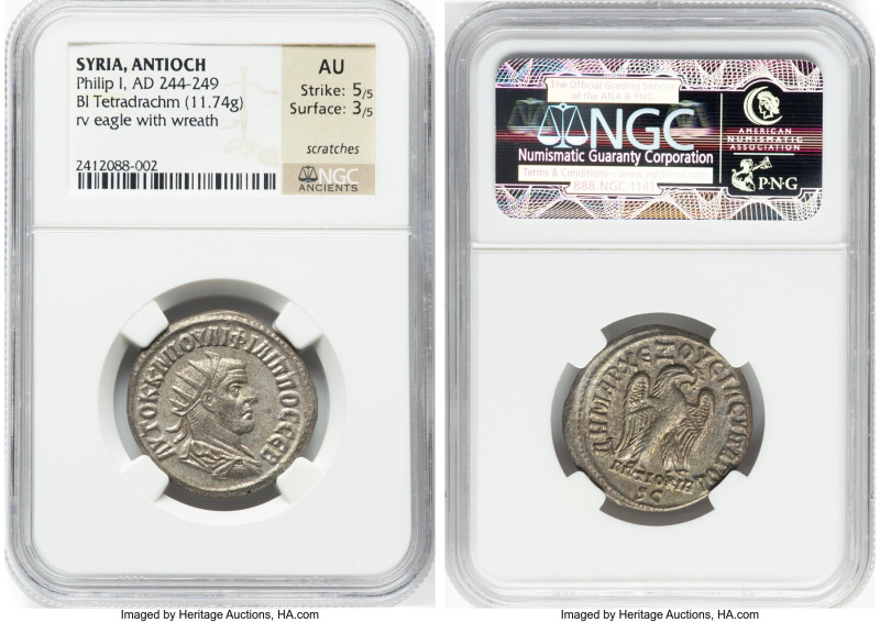 ANCIENT LOTS. Mixed. Philip I (AD 244-249). Lot of two (2) BI and AE issues. NGC...