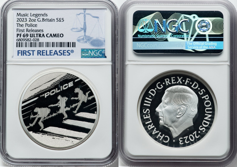 Charles III silver Proof "The Police" 5 Pounds (2 oz) 2023 PR69 Ultra Cameo NGC,...