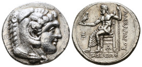 KINGS OF MACEDON. Alexander III 'the Great' (336-323 BC). Tetradrachm. Aradus.
Obv: Head of Herakles right, wearing lion's skin.
Rev: ΒAΣIΛΕΩΣ / ΑΛE...