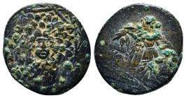 PONTOS. Amisos. Ae (Circa 85-65 BC). Time of Mithradates VI Eupator.
Obv: Aegis facing.
Rev: AMIΣOY.
Nike advancing right with shouldered palm branch;...