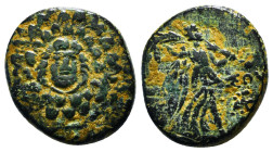 PONTOS. Amisos. Ae (Circa 85-65 BC). Time of Mithradates VI Eupator.
Obv: Aegis facing.
Rev: AMIΣOY.
Nike advancing right with shouldered palm branch;...