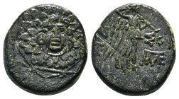 PONTOS. Amisos. Ae (Circa 85-65 BC). Time of Mithradates VI Eupator.
Obv: Aegis facing.
Rev: AMIΣOY.
Nike advancing right with shouldered palm branch;...