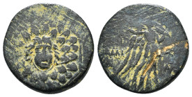 PONTOS. Amisos. Ae (Circa 85-65 BC). Time of Mithradates VI Eupator.
Obv: Aegis facing.
Rev: AMIΣOY.
Nike advancing right with shouldered palm branch;...