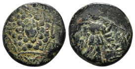 PONTOS. Amisos. Ae (Circa 85-65 BC). Time of Mithradates VI Eupator.
Obv: Aegis facing.
Rev: AMIΣOY.
Nike advancing right with shouldered palm branch;...