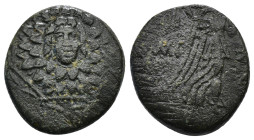 PONTOS. Amisos. Ae (Circa 85-65 BC). Time of Mithradates VI Eupator.
Obv: Aegis facing.
Rev: AMIΣOY.
Nike advancing right with shouldered palm branch;...