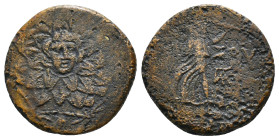 PONTOS. Amisos. Ae (Circa 85-65 BC). Time of Mithradates VI Eupator.
Obv: Aegis facing.
Rev: AMIΣOY.
Nike advancing right with shouldered palm branch;...