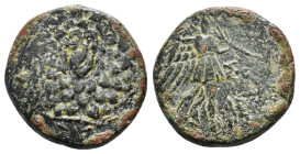 PONTOS. Amisos. Ae (Circa 85-65 BC). Time of Mithradates VI Eupator.
Obv: Aegis facing.
Rev: AMIΣOY.
Nike advancing right with shouldered palm branch;...