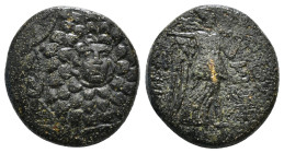 PONTOS. Amisos. Ae (Circa 85-65 BC). Time of Mithradates VI Eupator.
Obv: Aegis facing.
Rev: AMIΣOY.
Nike advancing right with shouldered palm branch;...