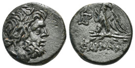 PONTOS. Pharnakeia. Struck under Mithridates VI Eupator (Circa 95-90 or 80-70 BC). Ae.
Obv: Laureate head of Zeus right.
Rev: ΦΑΡΝΑΚΕΙAΣ.
Eagle standi...