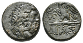 BITHYNIA. Dia. Ae (Circa 95-90 or 80-70 BC). Struck under Mithradates VI Eupator.
Obv: Laureate head of Zeus right.
Rev: ΔΙΑΣ.
Eagle, with head right ...