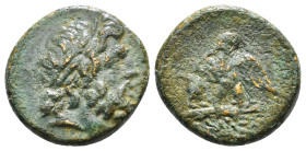 BITHYNIA. Dia. Ae (Circa 95-90 or 80-70 BC). Struck under Mithradates VI Eupator.
Obv: Laureate head of Zeus right.
Rev: ΔΙΑΣ.
Eagle, with head right ...