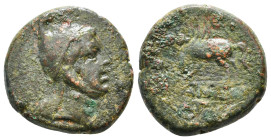 PONTOS. Amisos. Time of Mithradates VI Eupator (Circa 100-95 or 80-70 BC). Ae.
Obv: Head of Perseus right, wearing Phrygian cap.
Rev: AMIΣOY.
Pegasos ...