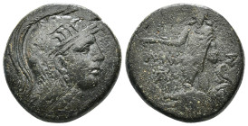 PONTOS. Amisos. Time of Mithradates VI Eupator (Circa 105-90 or 90-85 BC). Ae.
Obv: Helmeted head of Athena right.
Rev: AMI - ΣOY.
Perseus standing le...