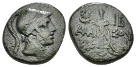 PONTOS. Amisos. Ae (Circa 111-105 or 95-90 BC). Struck under Mithradates VI Eupator.
Obv: Helmeted head of Ares right.
Rev: AMI - ΣOV.
Sword in sheath...