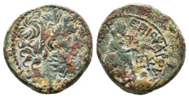 SELEUCIS & PIERIA. Antioch. Augustus (27 BC-AD 14). Ae.
Obv: Laureate head of Zeus right; palm branch to left.
Rev: ΑΝΤΙΟΧΕΩΝ ΕΠΙ ΟΥΑΡΟΥ .
Tyche seate...