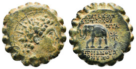 SELEUKID KINGDOM. Antiochos VI Dionysos (144-142 BC). Serrate Ae. Antioch on the Orontes.
Obv: Radiate and diademed head right.
Rev: ΒΑΣΙΛΕΩΣ ΑΝΤΙΟΧΟΥ...