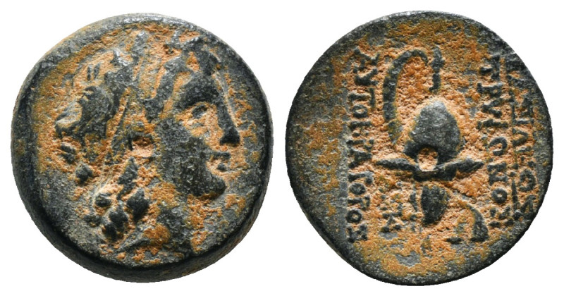 SELEUKID KINGDOM. Tryphon (Circa 142-138 BC). Ae. Antioch.
Obv: Diademed head ri...