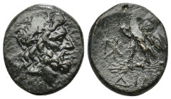 PONTOS. Amisos. Time of Mithradates VI Eupator (Circa 100-85 BC). Ae.
Obv: Laureate head of Zeus right.
Rev: AMIΣOY.
Eagle, head right, with wings spr...