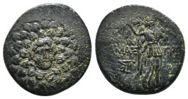 PONTOS. Amisos. Ae (Circa 85-65 BC). Time of Mithradates VI Eupator.
Obv: Aegis facing.
Rev: AMIΣOY.
Nike advancing right with shouldered palm branch;...