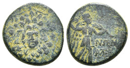 PONTOS. Amisos. Ae (Circa 85-65 BC). Time of Mithradates VI Eupator.
Obv: Aegis facing.
Rev: AMIΣOY.
Nike advancing right with shouldered palm branch;...