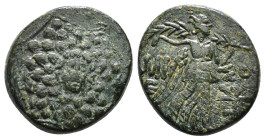 PONTOS. Amisos. Ae (Circa 85-65 BC). Time of Mithradates VI Eupator.
Obv: Aegis facing.
Rev: AMIΣOY.
Nike advancing right with shouldered palm branch;...