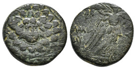 PONTOS. Amisos. Ae (Circa 85-65 BC). Time of Mithradates VI Eupator.
Obv: Aegis facing.
Rev: AMIΣOY.
Nike advancing right with shouldered palm branch;...