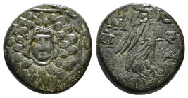 PONTOS. Amisos. Ae (Circa 85-65 BC). Time of Mithradates VI Eupator.
Obv: Aegis facing.
Rev: AMIΣOY.
Nike advancing right with shouldered palm branch;...