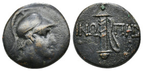 PONTOS. Amisos. Ae (Circa 111-105 or 95-90 BC). Struck under Mithradates VI Eupator.
Obv: Helmeted head of Ares right.
Rev: AMI - ΣOV.
Sword in sheath...